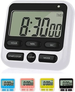 Digital Kitchen Timer with Mute Loud Alarm Switch ON Off Switch 12 Hour Clock & - Picture 1 of 6