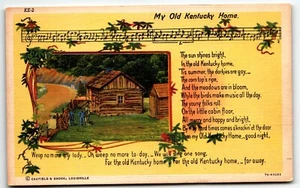 Postkarte Leinen Federal Hill Meine alte Heimat Kentucky Text Bardstown KY UNP - Bild 1 von 2