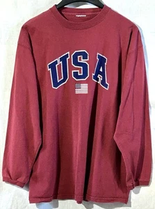 Vtg Flag T-Shirt USA 4th July Graphic Army Navy Red White Blue 2000's L Sleeve - Picture 1 of 9