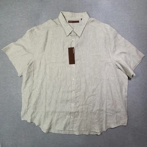 Perry Ellis Shirt Mens 4XB Green 100% Linen Button Up Casual Beach Relaxed NWT - Picture 1 of 9