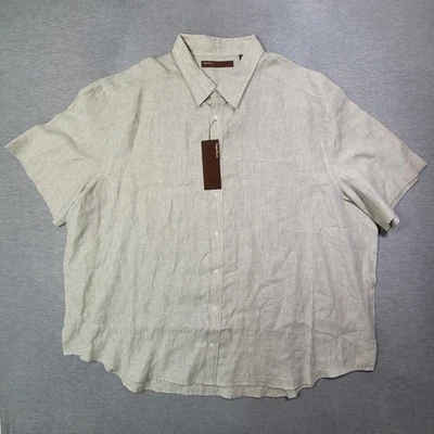 Perry Ellis Shirt Mens 4XB Green 100% Linen Button Up Casual Beach Relaxed NWT - Image 1 of 4