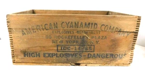 Vintage Dynamitkiste Sprengstoff Holzkiste American Cyanamid Corp. NY Vermont Scheune - Bild 1 von 24