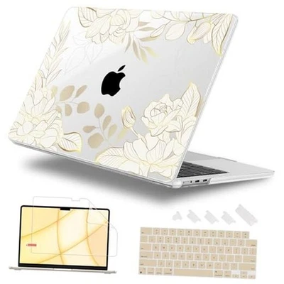 Case for MacBook Air 15 Inch 2025 2024 2023 Release M4 A3241 Gold Rose Flowers - Image 1 of 4