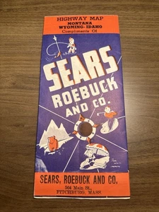1930s Sears Roebuck & Co Road Map: Montana Wyoming Idaho USED - Picture 1 of 2