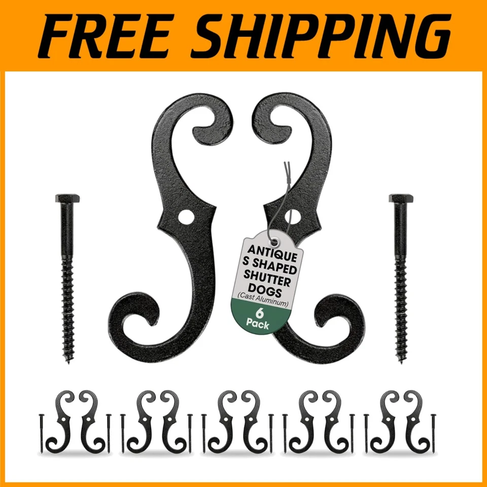 Decorative S Style Shutter Fasteners - 6.5 Inches, 6 Pack - Image 1 of 4