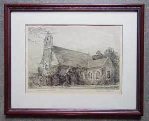 Escuela Felsted, Dunmow. Grabado original firmado antiguo Wallace Hester - Imagen 1 de 6