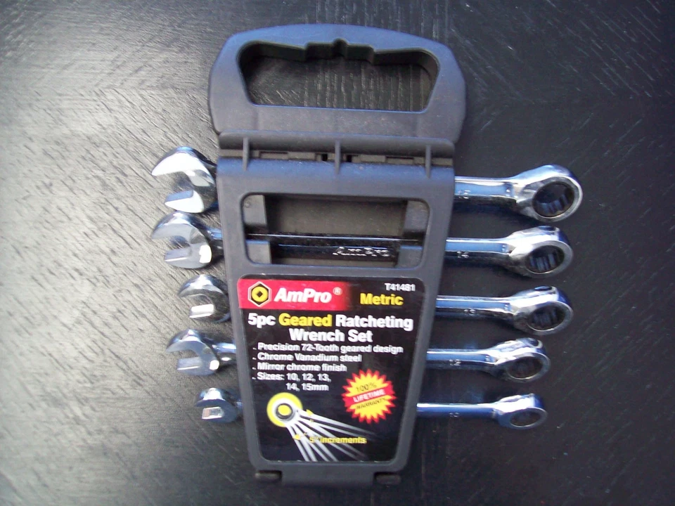 Juego de 5 llaves de trinquete con engranajes métricos AmPro NUEVO Foto 1 de 2