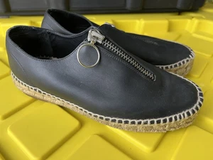 Alpargata Alexander Wang Devon Negra Plataforma Cuero Cremallera Talla 37 - Imagen 1 de 24