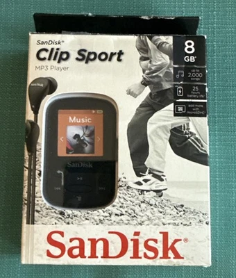 SanDisk Clip Sport 8 GB Black Digital Media Player MP3 Player 2000 Songs NIB - Image 1 of 3
