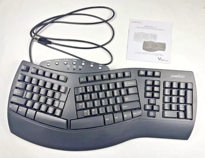 Perixx PERIBOARD-512B Wired Ergonomic Split USB Keyboard 7 Multimedia Keys Black - Image 1 of 4