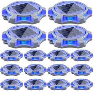 Solar Deck Lights Outdoor 2 Modes LED Dock Light Driveway Markers Waterproof ... - Picture 1 of 5