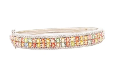 Brazalete vintage de plata de ley 925 redondo multicolor topacio y circonita cúbica BT11387 Foto 1 de 4