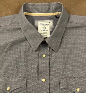 PANHANDLE SLIM ROUGH STOCK Mens Gray Geometric Western Pearl Snap Shirt 2XL - Picture 1 of 6