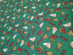 Vintage Christmas Fabric Old World Santa Fabric Red Gold Green 35x44 - Picture 1 of 1