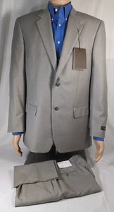 NEW Tasso Elba Wool Suit 42L | Lt Gray/Lt Blue Ministripe | Pants No Hem 36W/40L - Picture 1 of 19