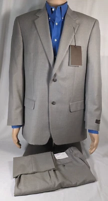NEW Tasso Elba Wool Suit 42L | Lt Gray/Lt Blue Ministripe | Pants No Hem 36W/40L - Image 1 of 4