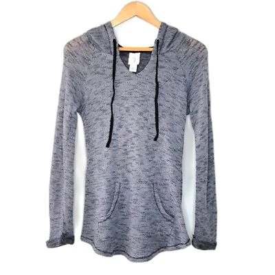 NWOT SELF ESTEEM Gray/Black Knit Hooded Shirt Lace Accent size L - Image 1 of 4