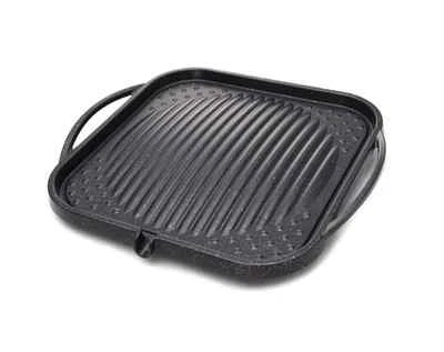 Plato de parrilla Samgyupsal cuadrado de mármol dorado coreano sartén barbacoa barbacoa, hecho en Corea Foto 1 de 4