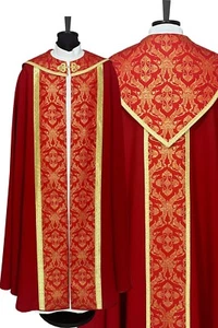 COPE Rotgold mit Brokatstoff Orphrey, schlichter Stoff Gothic Stil Kleidung - Bild 1 von 4