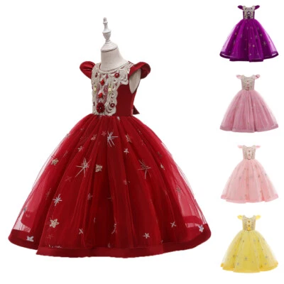 Flower Girl Kids Princess Long Dress Formal Wedding Bridesmaid Gown Christmas - Imagem 1 de 4