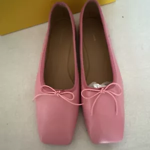 Mansur Gavriel Square Ballet Ballerina Flamingo Pink Flat 38/8 US $395 SOLD OUT - Picture 1 of 6