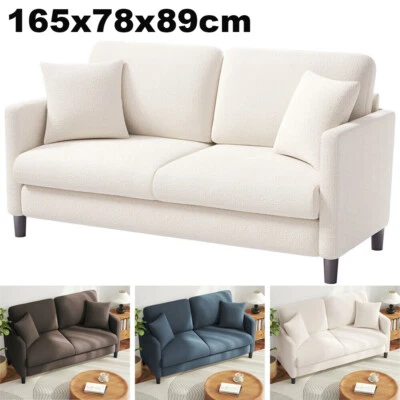 2-Sitzer Sofas Teddy Fleece Sofa Modern Couch Bequeme 2er Sitzsofa mit 2 Kissen - Bild 1 von 4