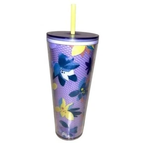 Starbucks 2023 Winter Acrylic Purple Floral Venti 24 oz Tumbler Cup - Picture 1 of 6