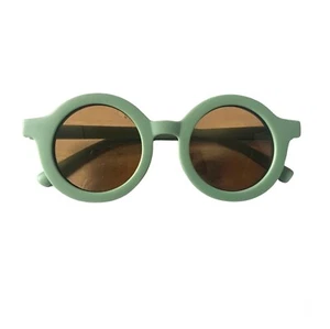 Kids Recycled Plastic Green Retro Round Sunglasses NEW Fits Ages 1-6 Years - Picture 1 of 3