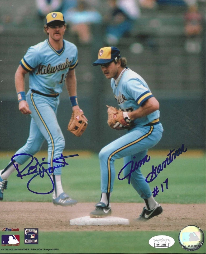 Autographed 8x10 Robin Yount  & Jim Gantner  Milwaukee Brewers photo JSA Witness - Image 1 of 1