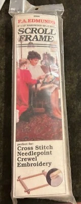 F A Edmunds 6" x 12" Hardwood Split Rail Scroll Frame NIP cross stitch, Crewel - Image 1 of 3