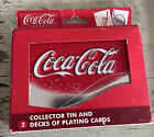 COCA-COLA BICYCLE COLLECTOR TIN AND 2 DECKS OF PLAYING CARDS, NEW SEALED  IN TIN