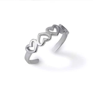 .925 Sterling Silver Openwork Heart Love Toe Ring - Picture 1 of 2