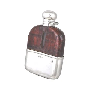ANTIQUE - Solid Sterling Silver - HIP FLASK - Hukin & Heath - 1928 - Picture 1 of 6