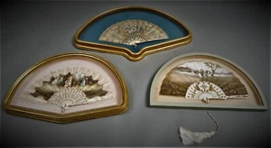 COLLECTION OF (3) VICTORIAN HAND-PAINTED SILK FANS - Picture 1 of 9