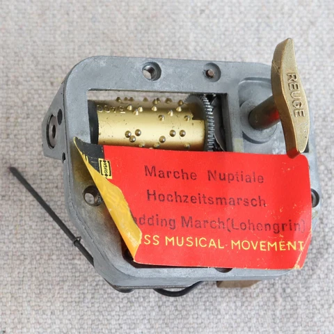 Vintage Swiss Reuge Wedding March Wind Up Music Box Mechanism Movement Part NOS Cover