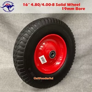 16" 4.80/4.00-8 19mm BORE Solid Tyre Wheel Wheelbarrow Wheels Puncture Proof - Picture 1 of 11