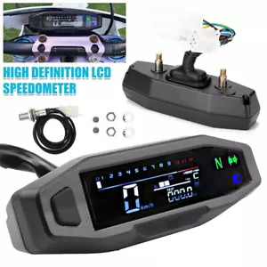 Universal Motorcycle Digital LCD Backlight Odometer Speedometer Tachometer Gauge - Picture 1 of 15