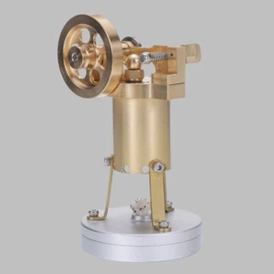 EngineXpert S06 Mini Retro Brass Vertical Steam Engine Model with Flywheel - Picture 1 of 11