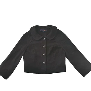 Dangerfield Princess Highway Black Damask Bolero Jacket Peter Pan Collar Size 8 - Picture 1 of 7