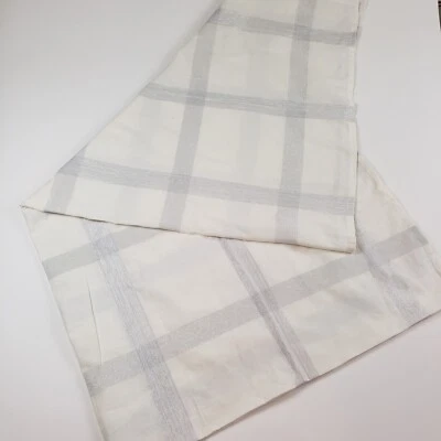 Threshold Tablecloth Ivory 12-14 Silver Striped Stain Resistant Rectangle  - Image 1 of 4