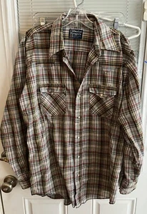 Dee Cee Rangers Shirt Brown Plaid Western Cowboy Pearl Snaps Vintage 70s EUC HTF - Picture 1 of 7