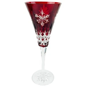 Waterford Crystal Ruby Joy Fluted Champagne Snowflake Wishes No Charm 10.25" - Picture 1 of 16