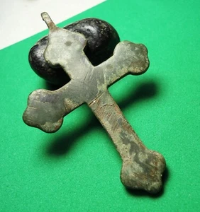 Ancient Bronze Cross Wearable Pendant Antique Rare C257 - Picture 1 of 5