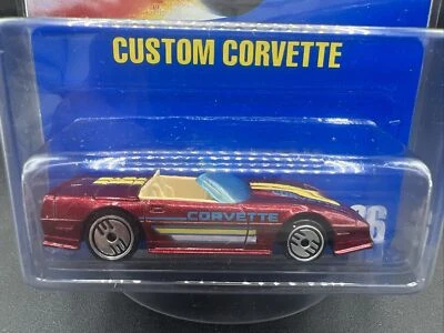 Tarjeta azul Hot Wheels 1991 #66 corbeta personalizada roja convertible ultra velocidad 10 po Foto 1 de 3
