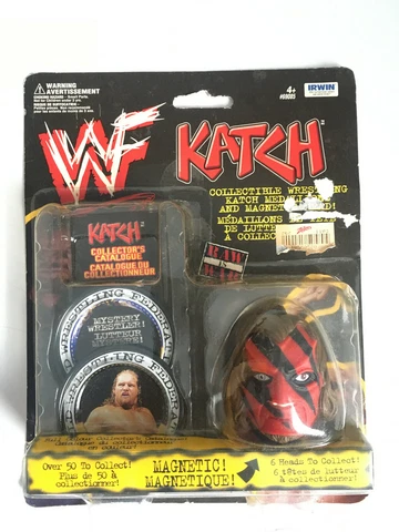 WWF Katch Collectible Wrestling Medallions + 2X Magnetic Kane Head 1999 Sealed Cover