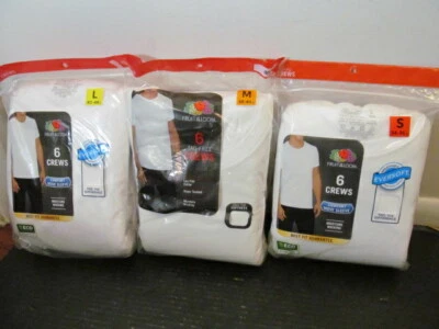 Fruit of the Loom 6 Tag Free Crews Moisture Wicking, White, Size S - Image 1 of 4