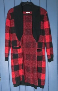 Maurices Buffalo karierter langer offener Cardigan Pullover mittlere Taschen schwer Emo - Bild 1 von 5