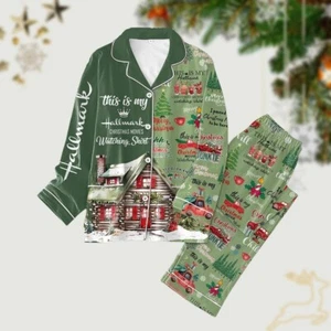 Hallmark Film Weihnachten Pyjama Set, Filme Merry Xmas Shirt Hose Set, Rot Tru - Bild 1 von 3