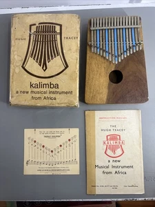 Vintage 1966 Hugh Tracey Kalimba Made In Africa 17 Tone Notes Original Box Top - Picture 1 of 7