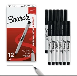 Sharpie 37001 Permanent Permanet Schwarz Marker Ultrafeine Spitze Stift 12er Pack Neu - Bild 1 von 5